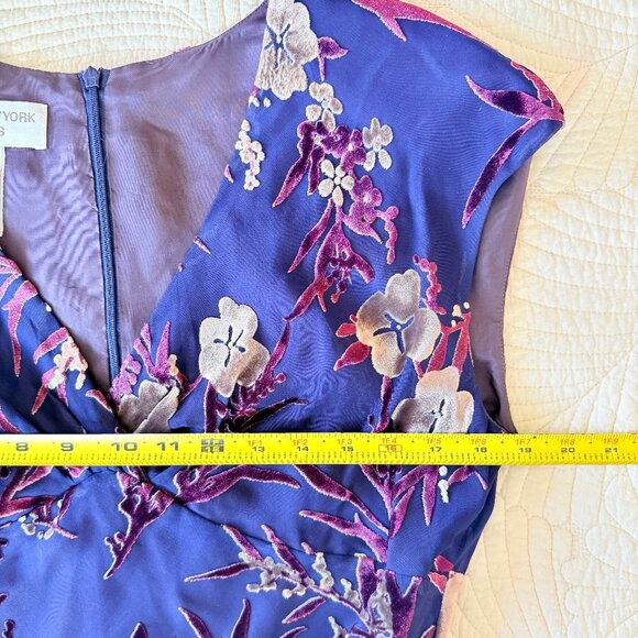 VTG 90s Y2K Purple Velvet Burnout Silk Floral Maxi Slip Dress Size 14 Whimsigoth - Picture 9 of 11